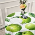 thumbnail image 6 of 60 Inch Round Tablecloth with White Lace Trim Fall Table Cover for Elegant Dining Decor Cartoon Green Apples Pattern, 6 of 8