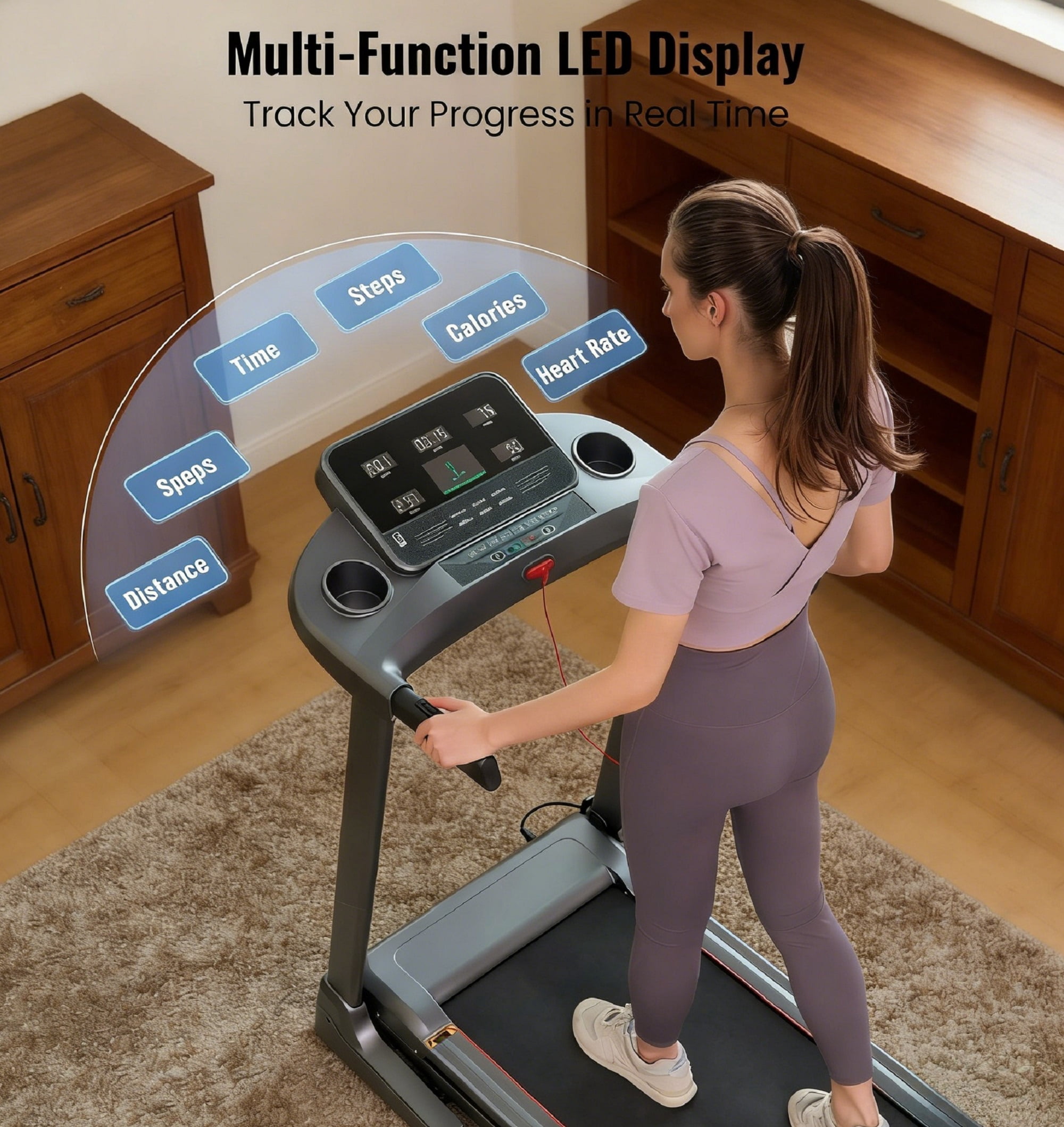 GASKY 3 Level Treadmill With Incline Foldable Compact Treadmill Smart APP Manual Incline Treadmill For Family Exercise Home