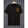 thumbnail image 1 of Men's Smiling Face Graphic Print T-shirt, Summer Top, 1 of 6