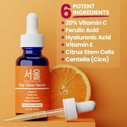 SeoulCeuticals Korean Skin Care 20% Vitamin C Hyaluronic Acid Serum + CE Ferulic Acid - Potent Anti Aging, Anti Wrinkle Korean Beauty Skincare 1oz