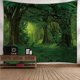 thumbnail image 5 of Tapiz de bosque virgen, árbol verde en bosque brumoso, tapiz para colgar en la pared, paisaje natural, tapiz de pared, decoración para sala de estar, dormitorio, 130*150CM, verde, 5 of 5