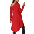 thumbnail image 3 of INSPIRE CHIC Women's One Shoulder Long Sleeve High Low Asymmetrical Irregular Hem Casual Tops M Red, 3 of 6