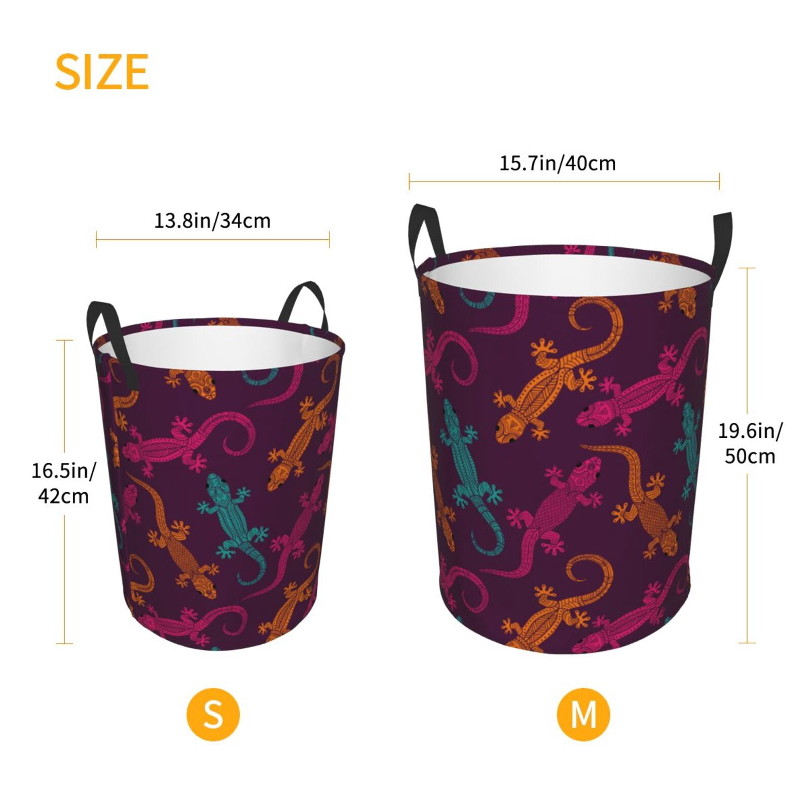 Large Laundry Basket with Handles - Exotic Cute Gecko Lizard Kids Baby Dirty Clothes Laundry Hamper for Bedroom Aesthetic