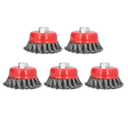 

5Pcs Wire Cup Brush Wheel Twisted Knotted for Grinders Cleaning Rust Burring M14 Screw Thread