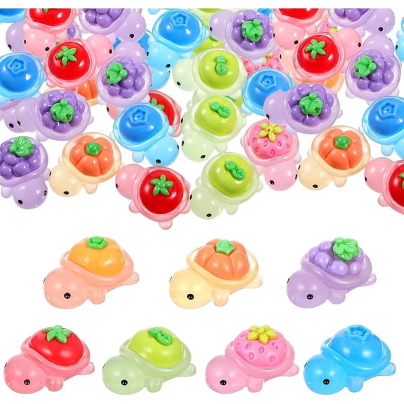 50Pcs Luminous Mini Resin Turtles, Resin Animals, Mini Turtles, Marine Craft Decoration, Suitable for Decoration of Gardens, Parties, Miniature Landscapes