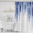 thumbnail image 3 of Navy Blue Shower Curtain, Waterproof Shower Curtains for Bathroom, Summer Botanical Leaves Watercolor Washable Fabric Bathtub Curtain Set Bath Decor with 12 Hooks Stall 36"x72", 3 of 8