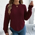 thumbnail image 6 of Ashirexll Sweaters for Women Trendy, Pullover Sweaters for Women, Women's Solid Color Long Sleeve Round Neck Pullover Knit Sweater Basic Top, 6 of 7