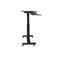 thumbnail image 4 of Rocelco 40" Height Adjustable Mobile Standing Desk - Sit Stand Home Office School Computer Workstation Riser - Dual Monitor Keyboard Tray Gas Spring Assist  (Black), 4 of 8
