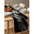thumbnail image 6 of Retro Black Abstract Marble Texture Table Runner-70 Inch Long Minimalist Art Table Runners Linen Burlap Tablerunner for Kitchen Dining Room Holiday Party, 6 of 9