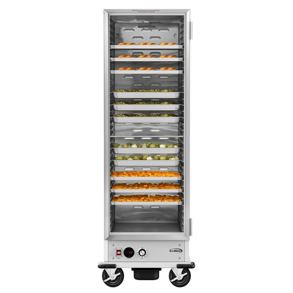 33 in. Commercial Non-Insulated Heated Holding Cabinet with 36-Pan Capacity and Glass Door in Silver (KM-CH36-SNGL)