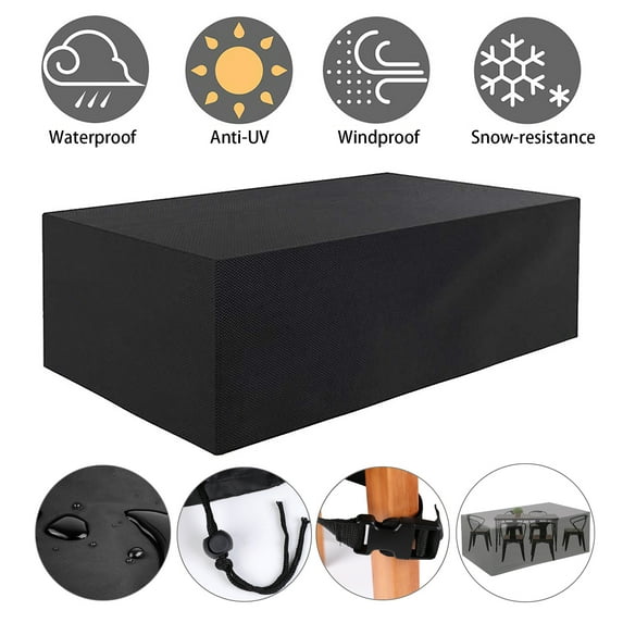 420D Heavy Duty Waterproof Furniture Covers Rectangular Patio Chair Cover Set Indoor Outdoor Garden Furniture Care Black 47"x47"x29"