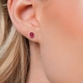 thumbnail image 3 of Gem Stone King 14K Yellow Gold Pink Tourmaline Stud Earrings for Women | 0.95 Cttw | Gemstone October Birthstone | Oval 6X4MM, 3 of 6