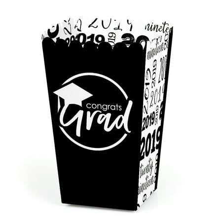 Black and White Grad - Best is Yet to Come - 2019 Graduation Party Favor Popcorn Treat Boxes - Set of