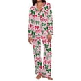 thumbnail image 3 of KANG Print Pajama Soft Milk Silk Long Sleeve Top And Pants Loungewear For Holiday Season Cozy Homewear With Elegant Bow Comfortable Nightwear Outfit, 3 of 7
