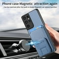thumbnail image 6 of Allytech Card Holder Back Cover Case for Samsung Galaxy S21 Ultra, PU Leather TPU Hybrid Kickstand Anti-Scratch Shockproof Slim Vintage Phone Case for Galaxy S21 Ultra, Blue, 6 of 8