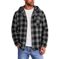 thumbnail image 4 of Jaunzuar Zip Up Hoodie Men Drawstring Long Sleeve Plaid Shirt Men Outdoor Warm Casual Jackets with Pockets M, 4 of 6