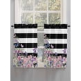 thumbnail image 5 of Pink Flowers Bathroom Window Curtain, Spring Floral Watercolor Botanical Farmhouse Striped Light Filtering Coffee Kitchen Curtains, Bedroom Living Room Curtains 2 Panel 84"x45", 5 of 6