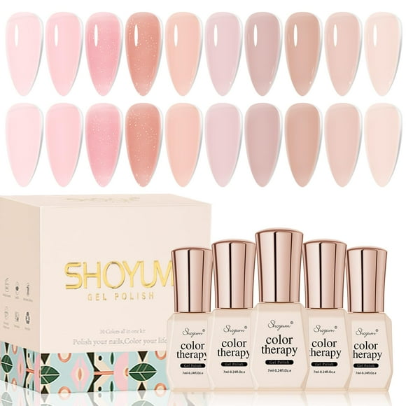 Set de esmaltes de uñas en gel SHOYUM Jelly Pink, 10 colores, 7 ml, UV LED