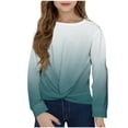 thumbnail image 1 of Posijego Chandail en Molleton pour Petite Fille, Col Rond, Manches Longues, Torsade devant, Crop Top Athlétique, 1 of 7