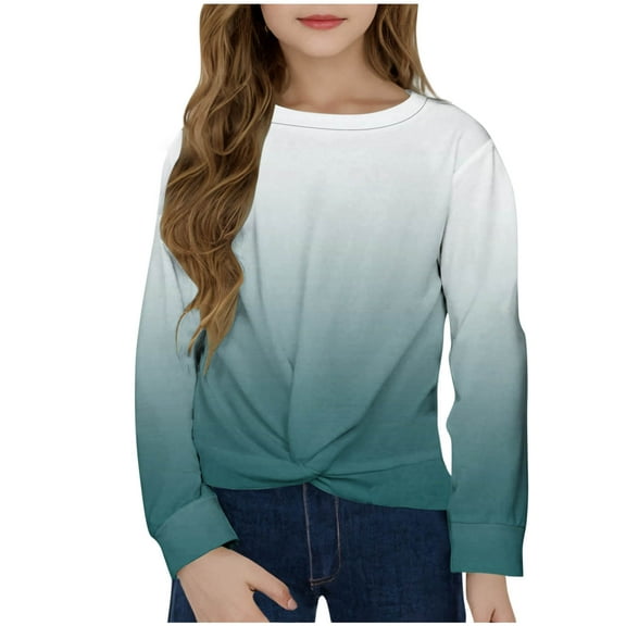 QQAMB Girls Long Sleeve Shirts Crewneck Tie Dye Cute Tops Tween Girls Sweatshirt Fall Trendy Youth Preppy Teen Girl Clothes,10 Years