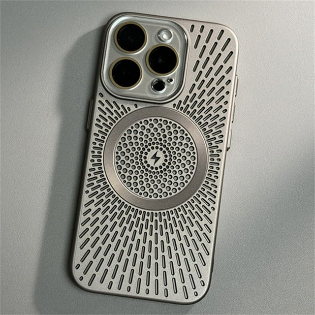 Magnetic Heat Dissipation PC Case For iPhone 16 15 14 13 12 Pro Max Titanium Lens Protector Funda For iPhone 16 15 14 Plus Cover Titanium Gray for iPhone 13 Pro