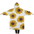 thumbnail image 2 of Oversized Wearable Blanket Hoodie,White Yellow Sunflower Pattern Sherpa Blanket Hoodie with Super Pockets,Super Warm Fuzzy Pullover for Women & Men, 2 of 6