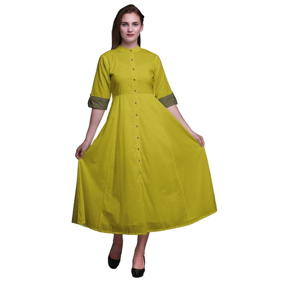 Bimba Geometric Printed Women’s Roll Up Sleeves Dress Mandarin Collar Button Down Shirt-X-Large