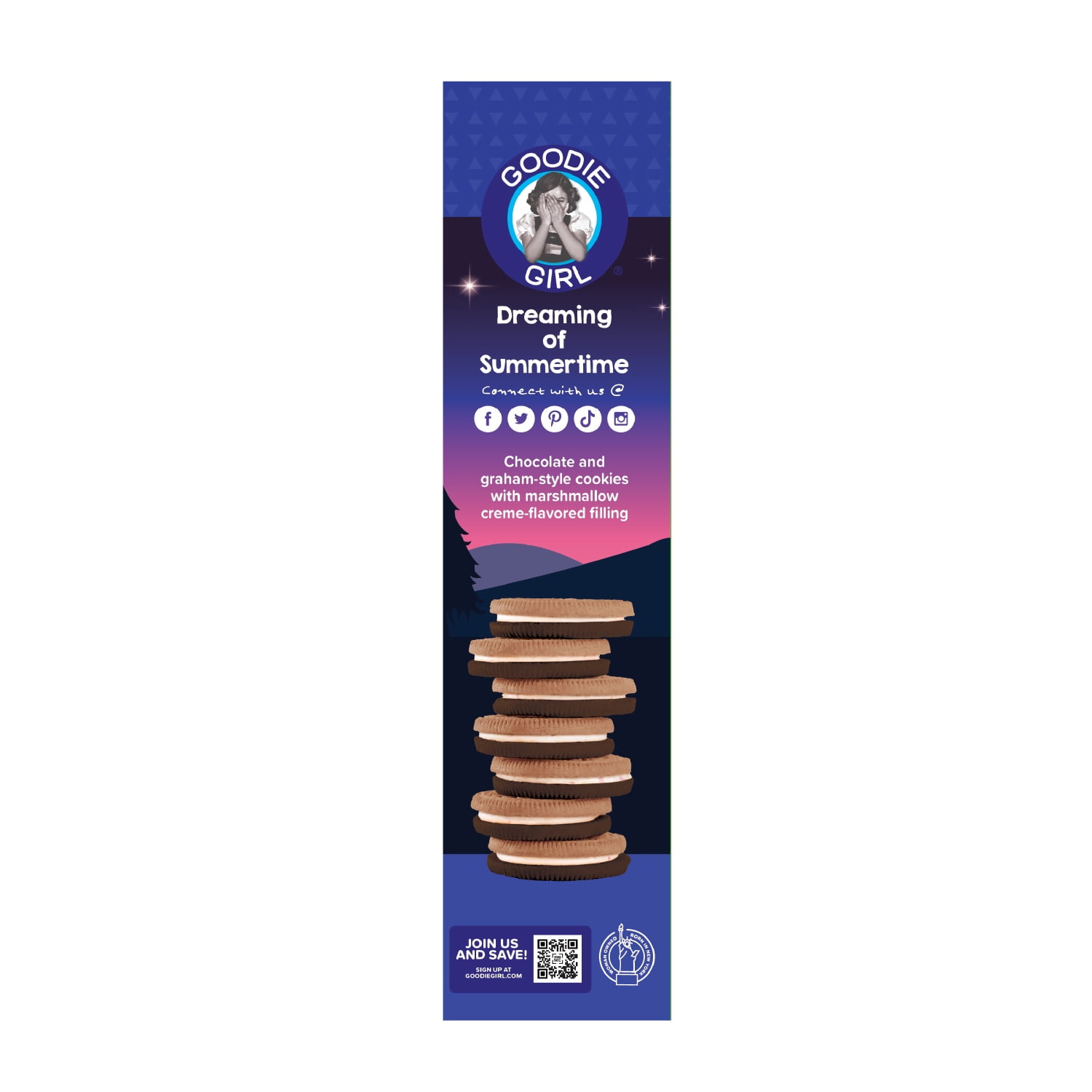 (2 pack) Goodie Girl S’Mores Sandwich Cookies, Shelf Stable, 10.6 oz, 24 Cookies Per Pack, Great for Snacking