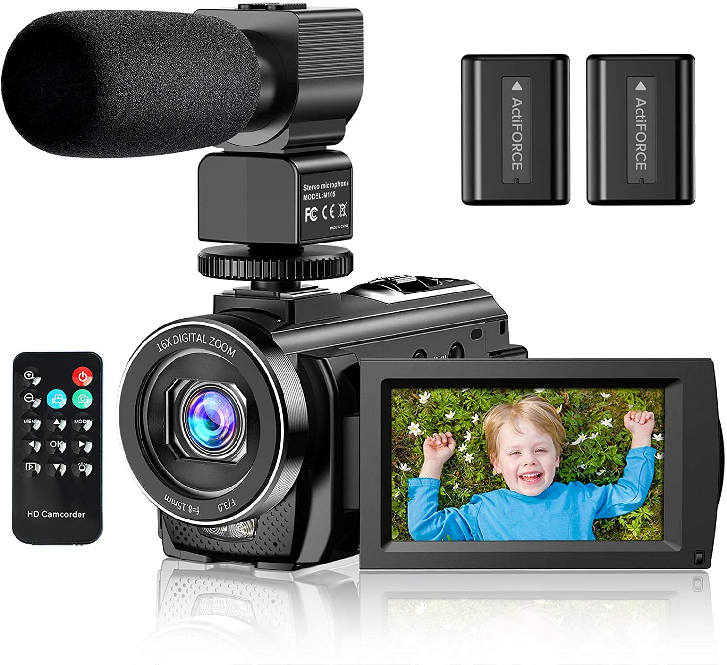 Video Camera Camcorder YouTube Vlogging Camera FHD 1080P 30FPS 24MP 16X