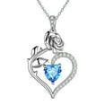 thumbnail image 1 of Beautlace 925 Sterling Silver Birthstone Necklace for Women,Rose Flower Heart Pendant Necklace Jewelry Gifts, 1 of 6