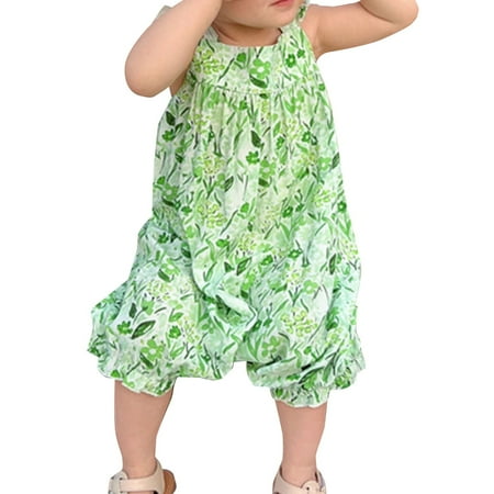 

ZRBYWB Toddler Baby Girl Clothes Rustic Floral Pattern Print Suspender Romper Jumpsuit Playsuit Holiday Clothes Kids Summer Outfit Cute Summer Clothes