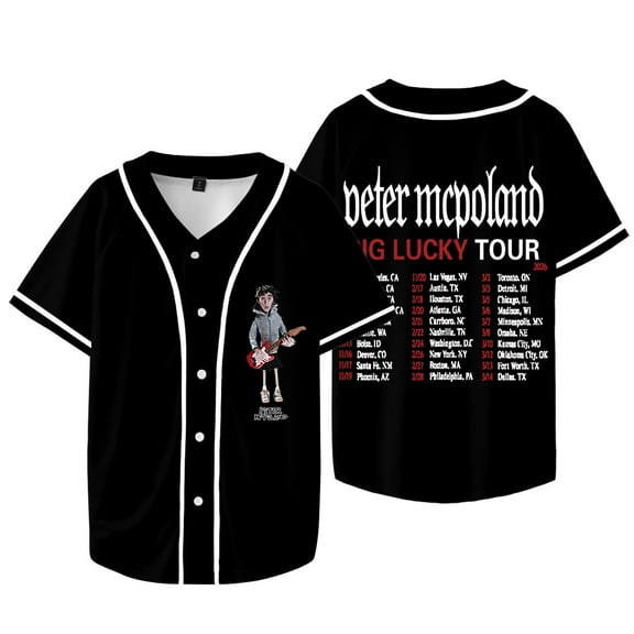 Peter McPoland Big Lucky Tour Baseball Jacket Tee Women Men Fashion V-neck Short Sleeve T-shirts