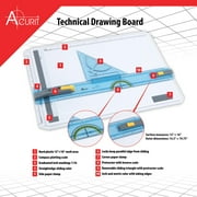 Acurit Technical Drawing Board - Portable Drafting Table with Multi-Tool Kit, Break-Resistant Plastic, Straight-Edge Lock Mechanism, Transparent Ruler, Protractor, Clamping Rail - 14.5x19.75