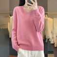 thumbnail image 5 of TKLPEHG Womens Long Sleeve Tops V Neck Knitted Sweaters Pullover Lightweight Classic Solid Color Loose Fashion Casual Pullover (Pink,XXL), 5 of 5