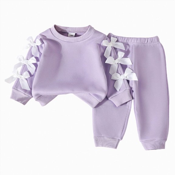HFHAPW Kids Girl Fall Winter Clothes Toddler Outfit Graphic Crewneck Sweatshirts Joggers Pants Set,18-24 M