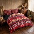 thumbnail image 2 of Manfei Southwestern Aztec Full Size Bedding Sets, , Red Black Full Size Bed in a Bag, Black Reversible 7pcs, 2 of 6