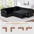 thumbnail image 2 of ACMEASE 84 Inches Chenille Sectional Couch w/Adjustable Backrests, Convertible L-Shape Sleeper Sofa w/USB Ports, Modular Corner Sofa w/Pull-Out Bed & Storage Space for Living Room, Black, 2 of 7