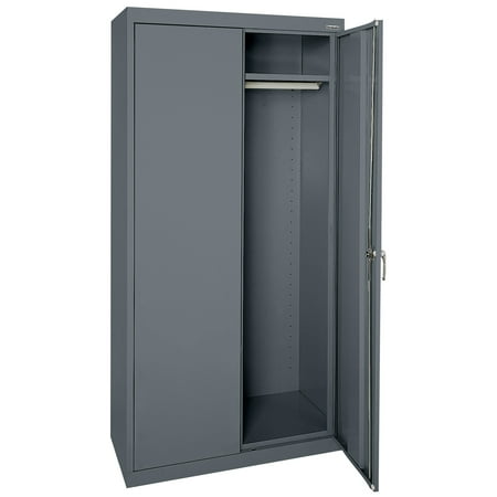 Classic Series 36"W x 72"H x 24"D Wardrobe Cabinet with Adjustable Shelf, Charcoal