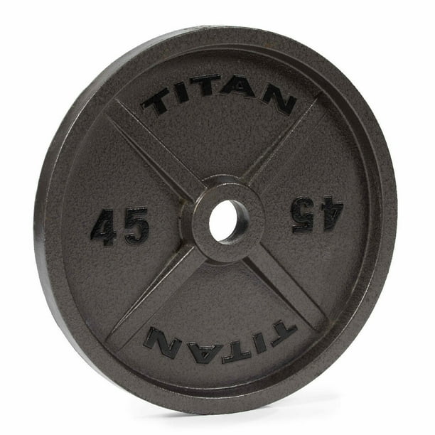 Titan Fitness 45 LB Single Cast Iron Olympic Plate, Classic Weight