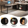 thumbnail image 2 of KIOOTTO 70.8" L-shaped desk + 55" file cabinet: industrial style, dual-zone workspace, ample storage. Durable wood/steel, Retro Gray & Black finish—ideal for home/corporate use., 2 of 7