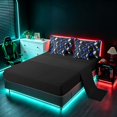 thumbnail image 5 of Manfei Gradient Stripes Twin Bedding, Shiny Abstract Lines Bedding Comforter Set, Blue, Black and Silver, Black Reversible 7pcs, 5 of 6