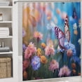 thumbnail image 5 of Watercolor Wildflowers Bathroom Sets with Shower Curtain And Rugs, Incl with 12 Hooks，Toilet Lid Oval Rug, 5 of 8