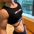 thumbnail image 4 of YLSDY Men's Crisscross Cutout Crop Tank Top, Slim Fit Hollow-Out Sleeveless Shirt for Nightclub and Streetwear Black Free Size, 4 of 6