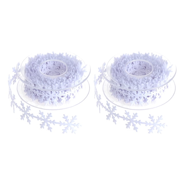 MasteelfCA 2rolls Snowflake Trim Ribbon Christmas Tree New Year Decoration Snowflake Ribbon