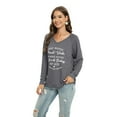 thumbnail image 4 of Aosijia Womens Tops V-neck Raglan Long Sleeve Letter Print Top Pullover Loose Casual T-Shirt Tunic Blouse, 4 of 7