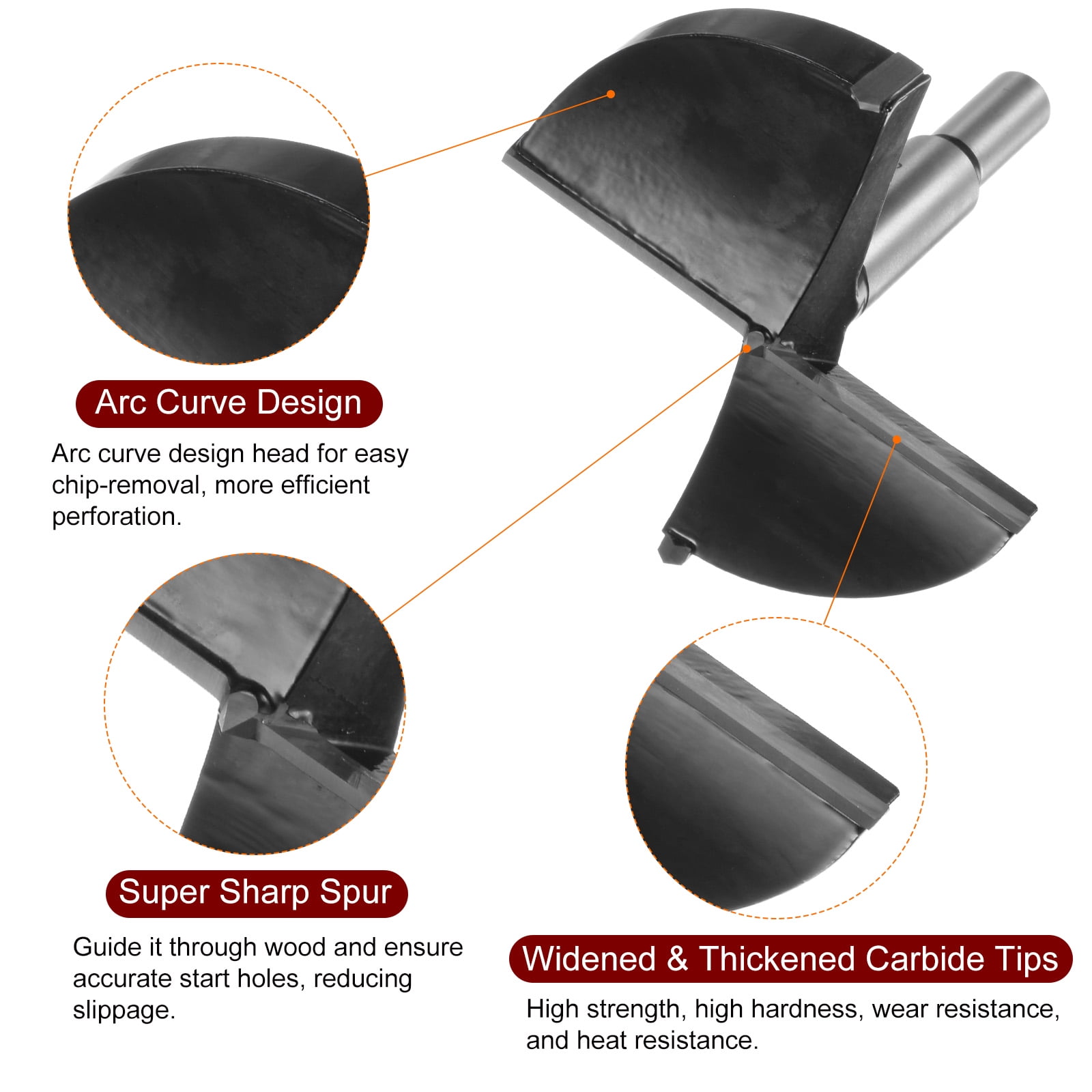 Uxcell 100mm (3-15/16") Tungsten Carbide Wood Hinge Hole Drilling Forstner Drill Bit, Black