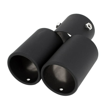 Unique Bargains 62mm Inlet Round Dual Tip Bent Stainless Steel Exhaust Muffler Tail Pipe