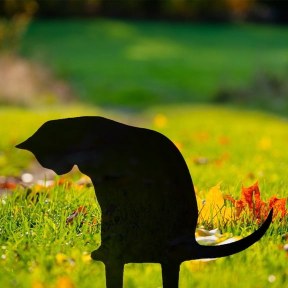 HELLOYOUNG Black Cat Garden Stake Outdoor Metal Cat Silhouette Decoration Garden Decorative Stakes  Elegant Yard Art Decor with Ornamental Hollow-Out Design for Lawn Patio Garden