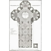 Floor plan of Santa Maria del Fiore cathedral in the Piazza del Duomo, Florence, Italy.  After a mid-18th century work by Bernardo Sansone Sgrilli. Poster Print by Ken Welsh (12 x 19)