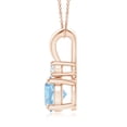 thumbnail image 2 of ANGARA Natural 1.6 ct Aquamarine Solitaire V-Bale Pendant with Diamond in 14K Rose Gold for Women (Size-8mm) | March Birthstone, Anniversary, Jewelry Gift for Women | Natural Aquamarine Necklace, 2 of 9
